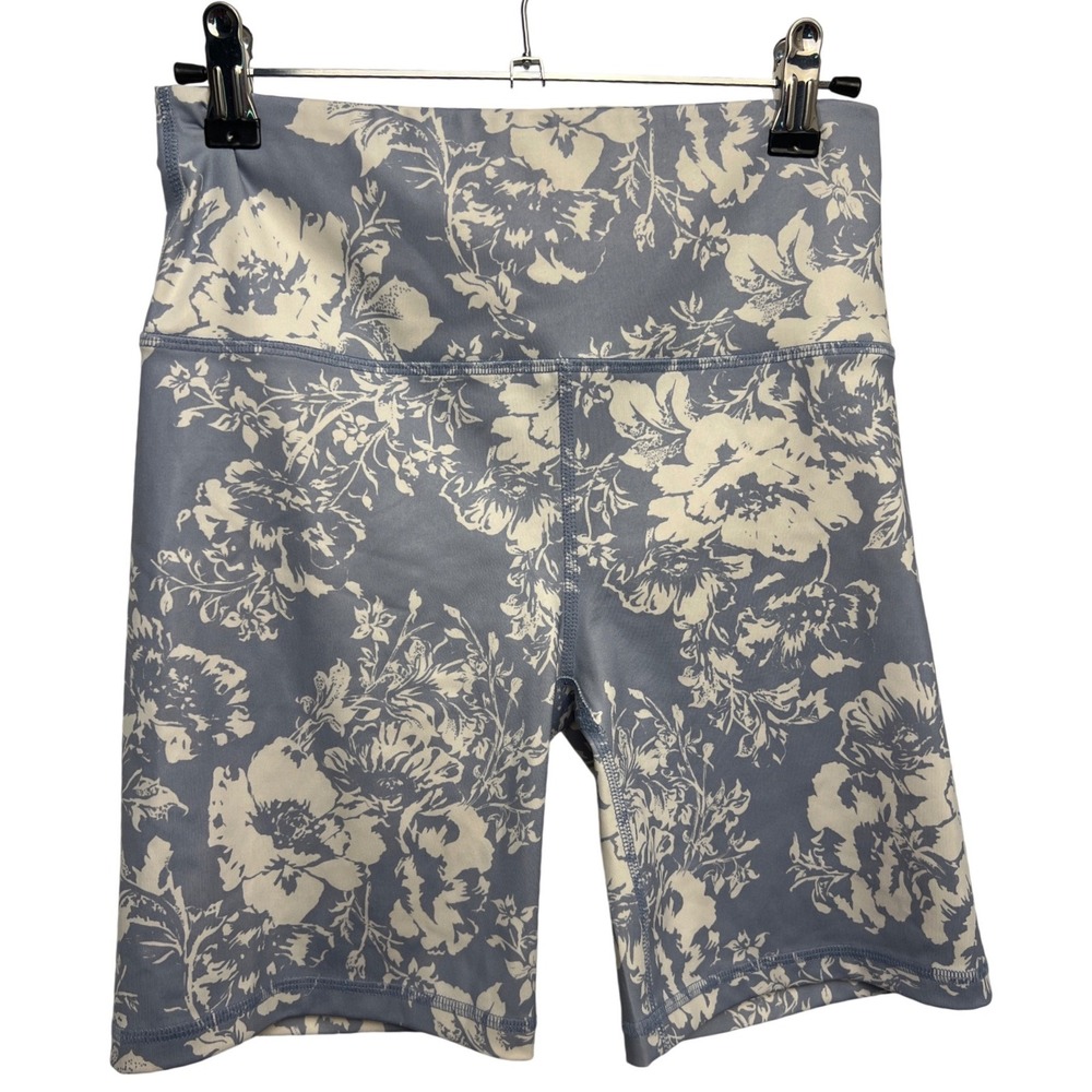Reformation EcoMove Blue Floral Toile High Waisted Shorts Womens M Yoga Activewr